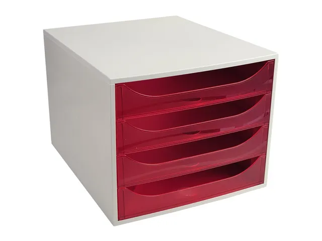 Ladenblok Ecobox 4 Laden A4+ Rood