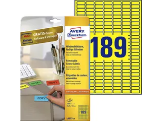 Etiket Avery L6037-20 25.4x10mm geel 3780 stuks - 1