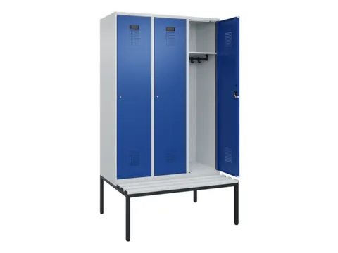locker met bank,HxBxD 2120x1200x815mm,3vak,vak B 400mm,cilinderslot