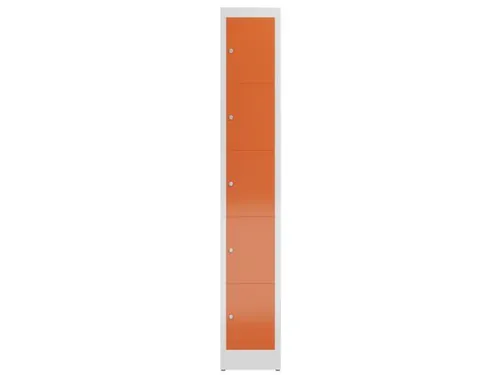 Lockerkast 1800x310x500mm 1x5 vakken cilinderslot, sokkel, RAL3000