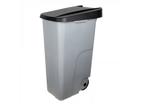 Denox Afvalcontainer Grijs met zwarte deksel 110 liter