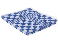 Handdoek, ft 50 x 50 cm, geruit, wit/blauw