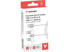 32394 VERBATIM Sync+Charge 3in1 Kabel USB-C 1m 18 W wit 480Mbit/s