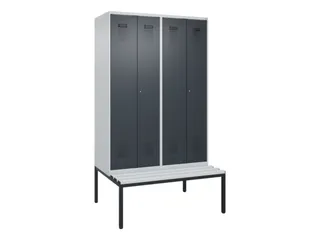 locker met bank,voor scheiding van kleding,HxBxD 2120x1200x815mm,4vak - 2