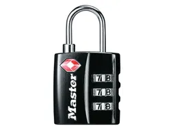 Hangslot Masterlock 4680EURDBLK 3-cijfer combinatie TSA zwart 30mm