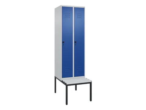 locker met bank,HxBxD 2120x600x815mm,2vak,vak B 300mm,draaigrendel