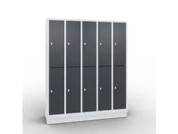 lockerkast draaigrendel 1800x1480x500 5x2vakken RAL7035 front RAL7021