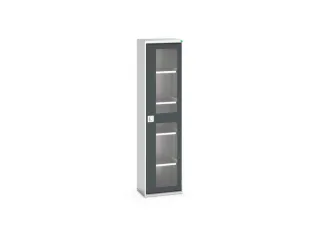 vitrinekast 2000x525x350mm 4xStalen bodem romp RAL7035 front RAL7016 - 1