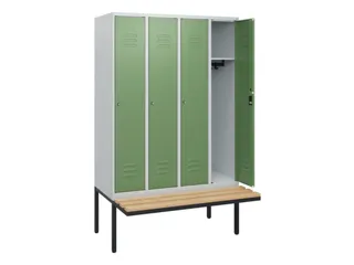 locker met bank,HxBxD 1950x1200x815mm,4vak,vak B 300mm,cil.-slot - 2