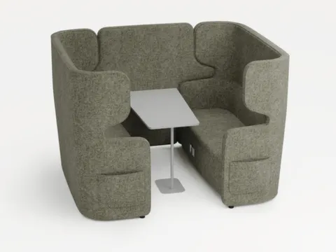 Zitgroep 2Banken Tafel 4-Zits Geluidabsorberend Grijs 1320x2200x1570mm