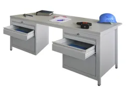 Werkplaatsbureau Bxdxh 1700x800x720mm 6laden Ral7035 Front Ral3000