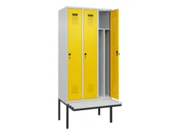 locker met bank,voor scheiding van kleding,HxBxD 2120x900x815mm,3vak