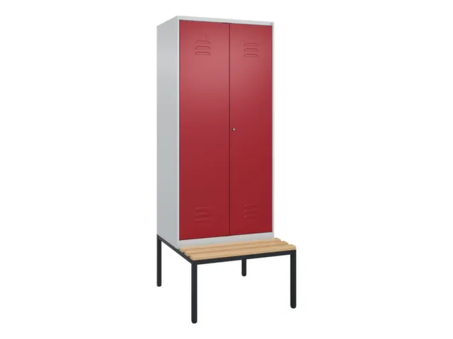 PBM-locker met bank,HxBxD 2120x800x815mm,2vak,vak B 400mm,cil.-slot