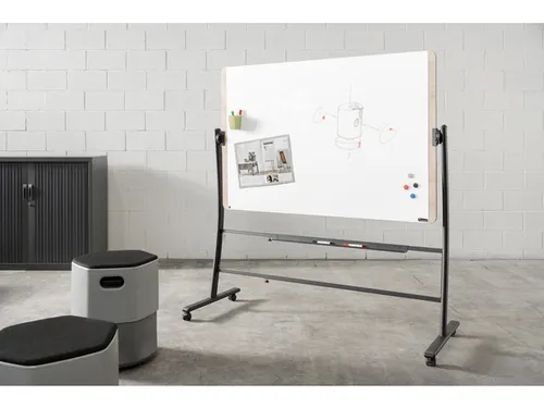 Whiteboard Rocada Natural 129x100cm wit mobiel 2-zijdig