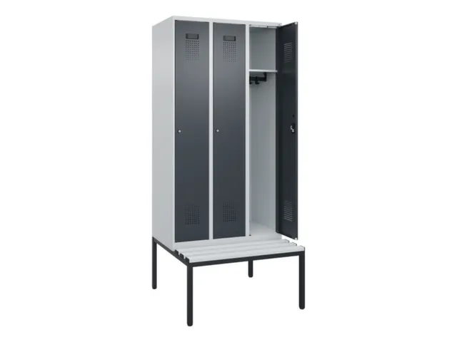 locker met bank,HxBxD 2120x900x815mm,3vak,vak B 300mm,cilinderslot