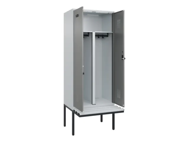 PBM-locker met bank,HxBxD 2120x800x815mm,2vak,vak B 400mm,draaigrendel