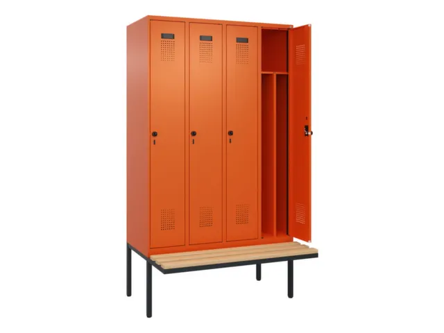 locker met bank,voor scheiding van kleding,HxBxD 2120x1200x815mm,4vak