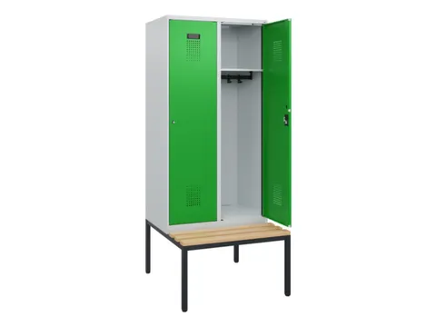 locker met bank,HxBxD 1950x800x815mm,2vak,vak B 400mm,cilinderslot