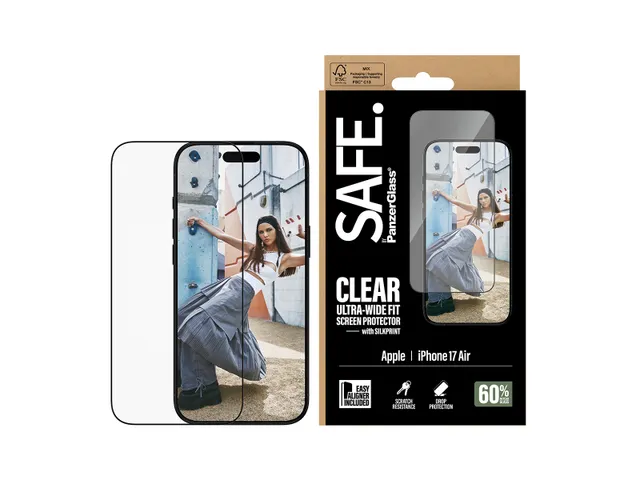 PanzerGlass SAFE. by Screen Protector w. Black Frame iPhone Air | U