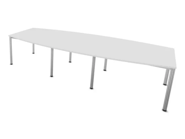 Table de conférence forme de fût 740x3200x1400mm BL-blanc 4 pieds
