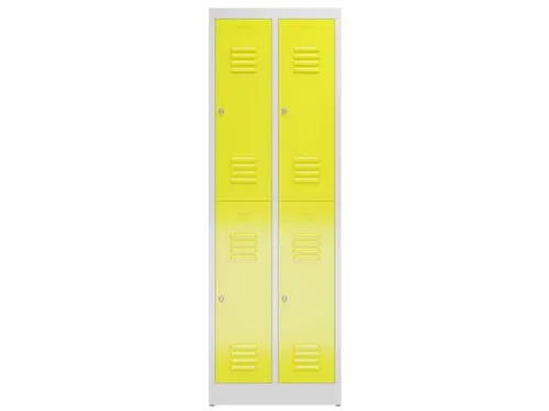 Dubbeldekse garderobekast 1800x590x500mm 2x2vak klink RAL7035 RAL1018