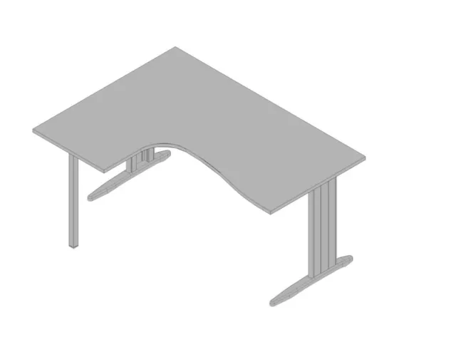 hoekbureau 730x1600x1200mm grijs verdieping links C-voet aluminium