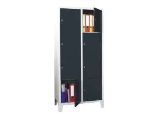 lockerkast,HxBxD 1850x800x500mm,2x4vakken,RAL7035,front RAL7016 - 1