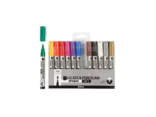 Glas- & Porseleinstiften Creativ Company 1-2mm set à 12 kleuren - 7