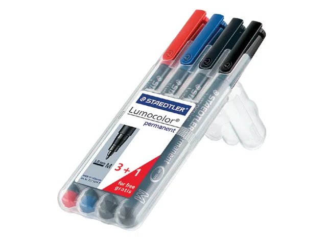 Viltstift Staedtler OHP Lumocolor 317 Medium 1.0mm Assorti 4 stuks