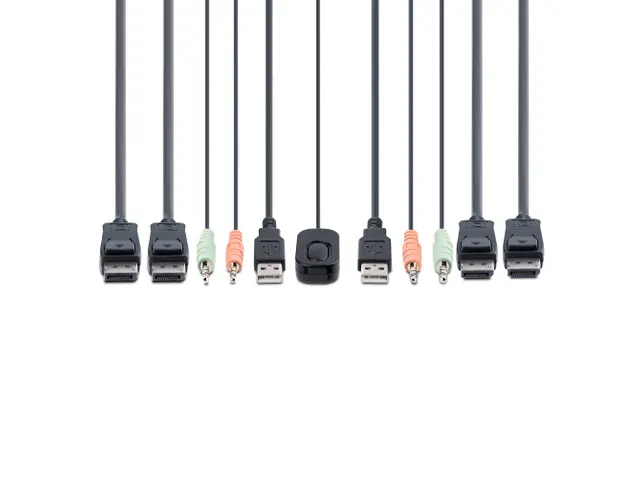 2-Port Dual-Monitor DisplayPort KVM Switch 4K 60Hz