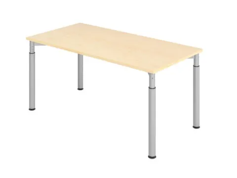 bureau,HxBxD 680-820x1600x800mm,blad esdoorn,4voeten zilverkleurig