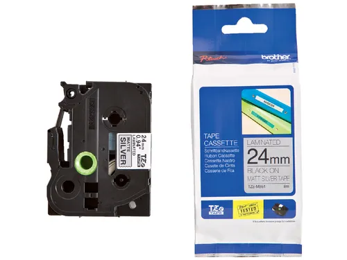 Labeltape Brother P-touch TZe-M951 metallic 24mm zwart op zilver