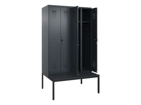locker met bank,voor scheiding van kleding,HxBxD 2120x1200x815mm,4vak