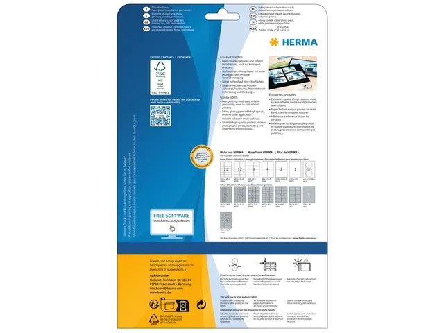 HERMA 4915 Glossy Etiketten A4 199,6x143,5mm Wit 50 stuks