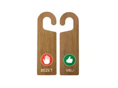 Kunststof deurhanger 250x75mm Vrij - Bezet Houtlook 10 stuks