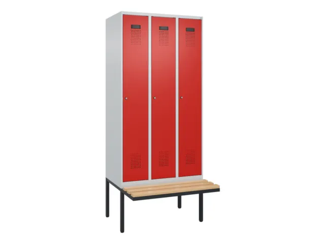 locker met bank,voor scheiding van kleding,HxBxD 2120x900x815mm,3vak