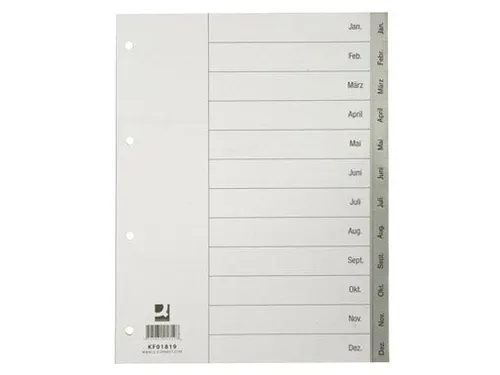 Tabbladen Jan-Dec Met Indexblad A4 Grijs