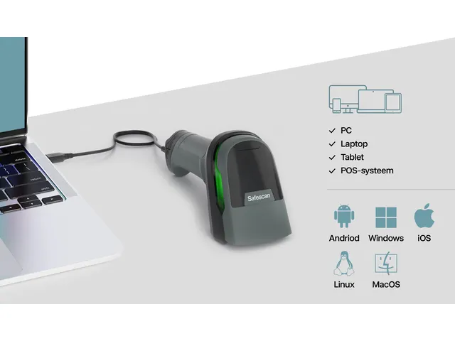 Barcodescanner Safescan 330-W bedraad + standaard