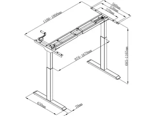 Verstelbaar Zit-Sta Bureau Frame Slinger Zwart 180Cm - 4