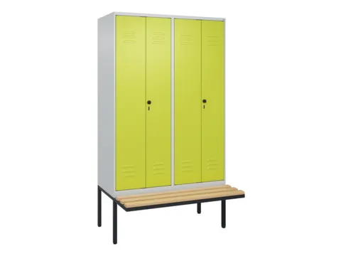 PBM-locker met bank,HxBxD 2120x1200x815mm,4vak,vak B 300mm