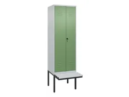 PBM-locker met bank,HxBxD 2120x600x815mm,2vak,vak B 300mm,draaigrendel
