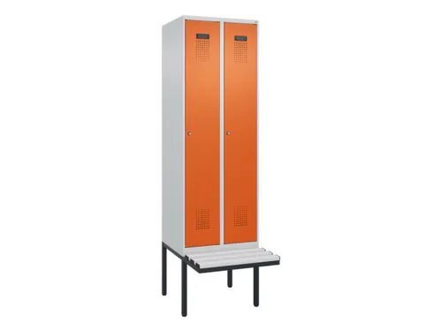 locker met bank,voor scheiding van kleding,HxBxD 2120x600x815mm,2vak
