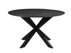 Vergadertafel Harper 130cm Rond Mango Zwart Spinpoot Zwart