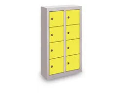 lockerkast,HxBxD 815x460x200mm,2x4vakken,RAL7035,front RAL5010