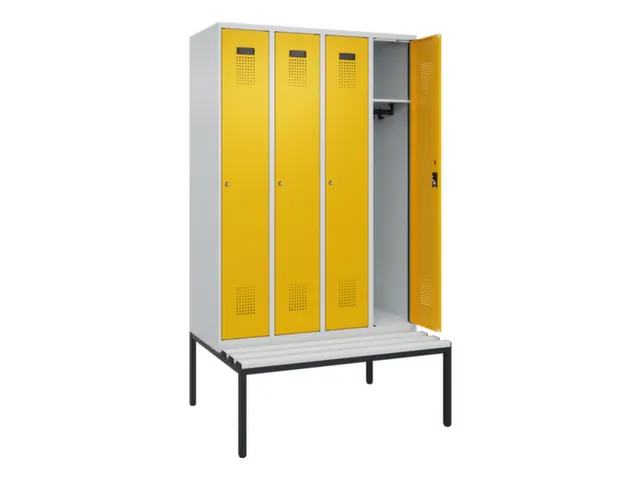 locker met bank,HxBxD 2120x1200x815mm,4vak,vak B 300mm,cilinderslot