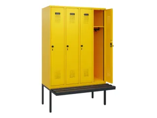 locker met bank,HxBxD 1950x1200x815mm,4vak,vak B 300mm,draaigrendel - 1