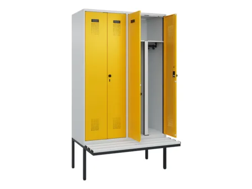 PBM-locker met bank,HxBxD 2120x1200x815mm,4vak,vak B 300mm