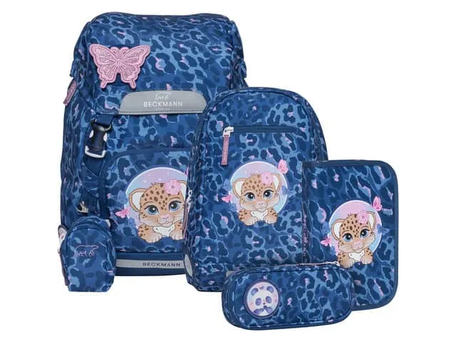 Schooltasset Beckmann Classic Cheeta 6dlg (schooltas, gymtas,etui gevu