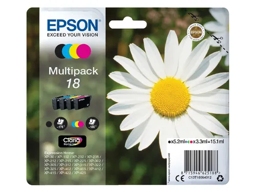 Epson 18 T1806 Inktcartridges Zwart + 3 Kleuren