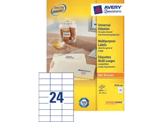 Etiket Avery Zweckform 3474-200 70x37mm wit 4800stuks - 2